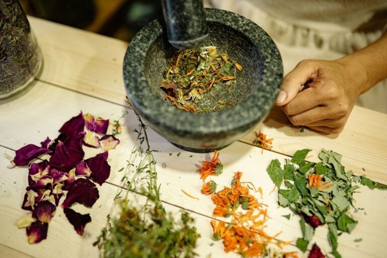 Mortar and pestle pounding herbs - Vamana Panchakarma Emesis Therapy Jaipur