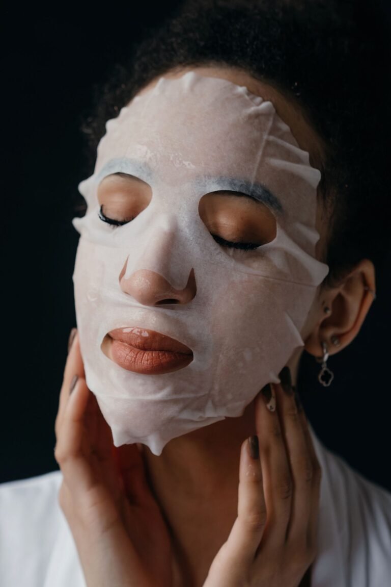 Close-up woman with herbal sheet mask - Mukh Lepa Ayurvedic Facial Therapy Jaipur