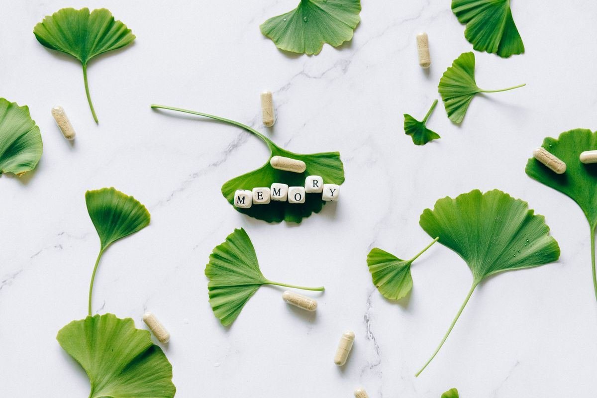 Ginkgo leaves and herbal brain supplements for memory loss - Smriti Daurbalya Ayurvedic treatment in Jaipur